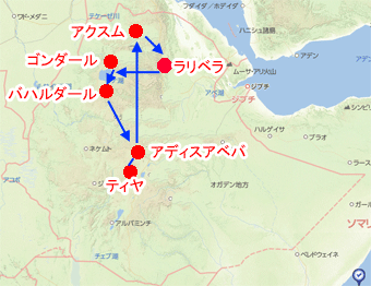 エチオピア遺跡地図